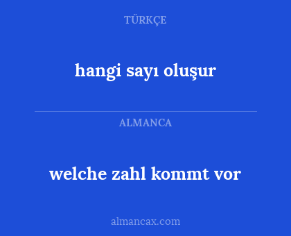 welche zahl kommt vor - hangi sayı oluşur