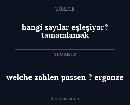 welche zahlen passen ? erganze - hangi sayılar eşleşiyor? tamamlamak