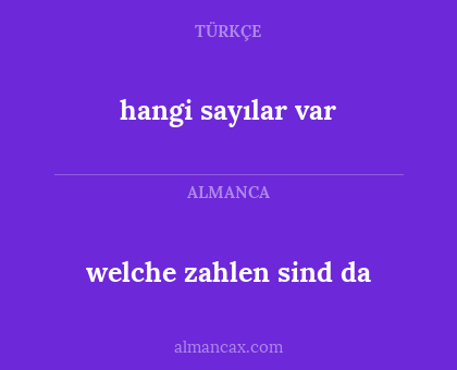 hangi sayılar var - welche zahlen sind da