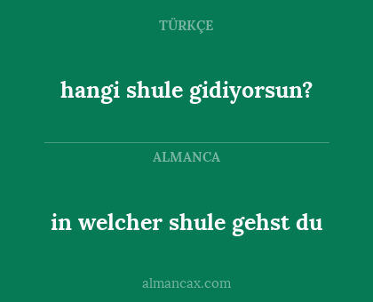 hangi shule gidiyorsun? - in welcher shule gehst du