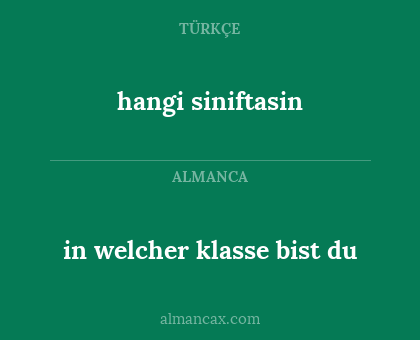 in welcher klasse bist du - hangi siniftasin