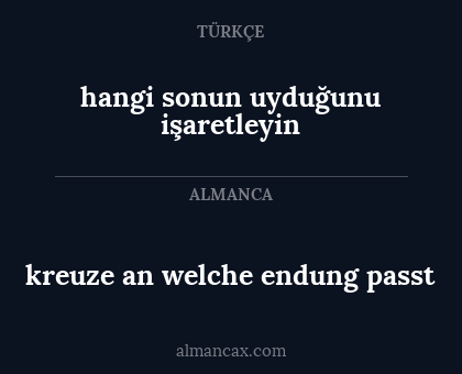 hangi sonun uyduğunu işaretleyin - kreuze an welche endung passt