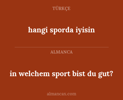 hangi sporda iyisin - in welchem sport bist du gut?