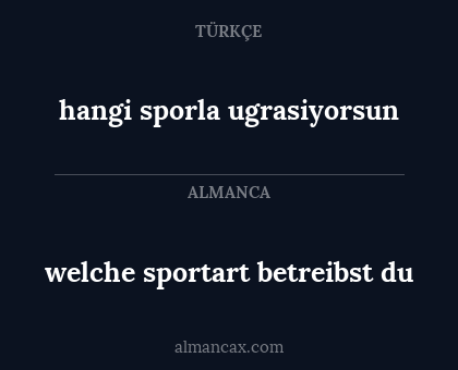 welche sportart betreibst du - hangi sporla ugrasiyorsun