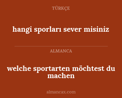 welche sportarten möchtest du machen - hangi sporları sever misiniz