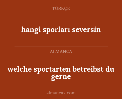welche sportarten betreibst du gerne - hangi sporları seversin