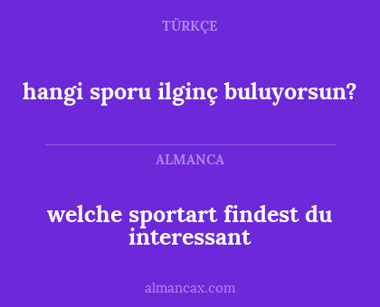 welche sportart findest du interessant - hangi sporu ilginç buluyorsun?