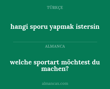 welche sportart möchtest du machen? - hangi sporu yapmak istersin
