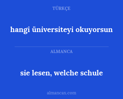 sie lesen, welche schule - hangi üniversiteyi okuyorsun