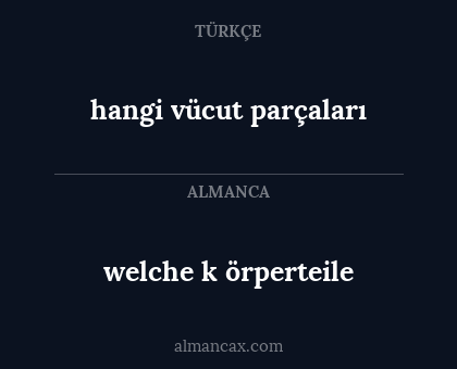 welche k örperteile - hangi vücut parçaları