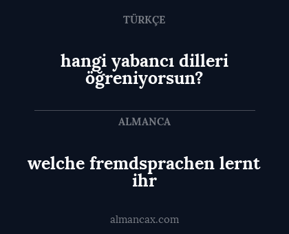 hangi yabancı dilleri öğreniyorsun? - welche fremdsprachen lernt ihr