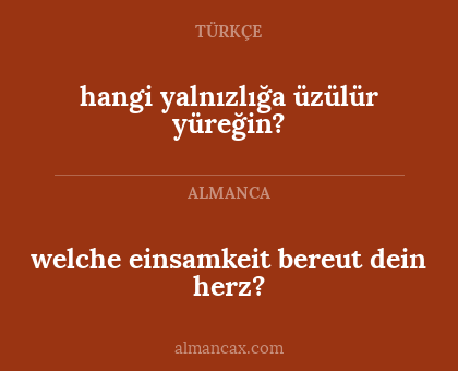 welche einsamkeit bereut dein herz? - hangi yalnızlığa üzülür yüreğin?