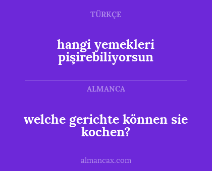 hangi yemekleri pişirebiliyorsun - welche gerichte können sie kochen?