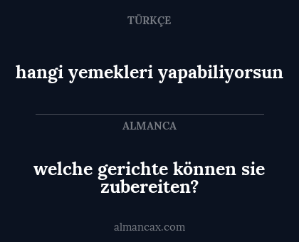 hangi yemekleri yapabiliyorsun - welche gerichte können sie zubereiten?