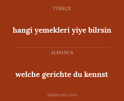 hangi yemekleri yiye bilrsin - welche gerichte du kennst