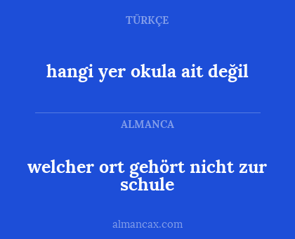 hangi yer okula ait değil - welcher ort gehört nicht zur schule
