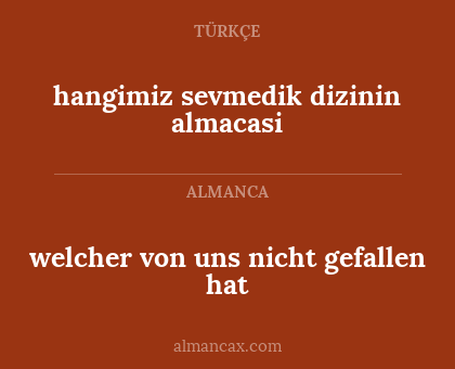 welcher von uns nicht gefallen hat - hangimiz sevmedik dizinin almacasi