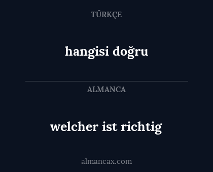 hangisi doğru - welcher ist richtig