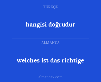 hangisi doğrudur - welches ist das richtige