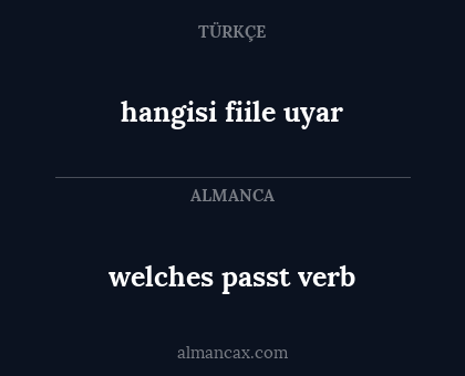 welches passt verb - hangisi fiile uyar