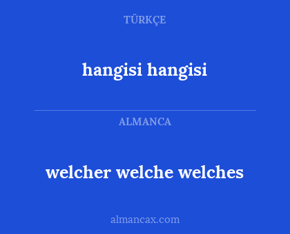 hangisi hangisi - welcher
welche
welches