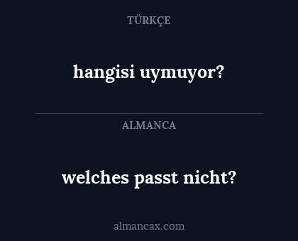 hangisi uymuyor? - welches passt nicht?