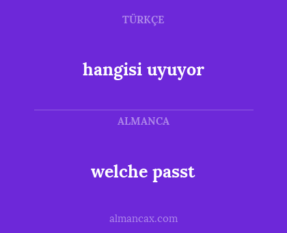 welche passt - hangisi uyuyor
