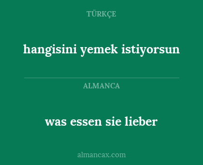 was essen sie lieber - hangisini yemek istiyorsun