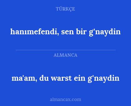 ma'am, du warst ein g'naydin - hanımefendi, sen bir g'naydin