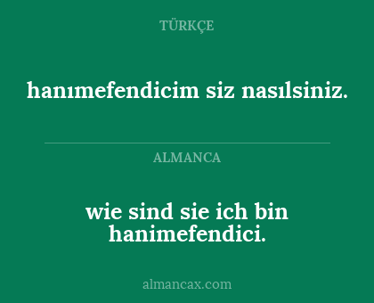 hanımefendicim siz nasılsiniz. - wie sind sie ich bin hanimefendici.