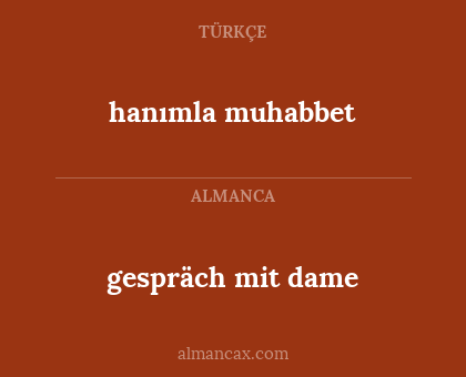 gespräch mit dame - hanımla muhabbet