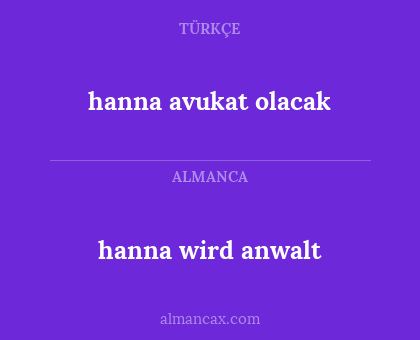 hanna avukat olacak - hanna wird anwalt