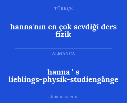 hanna'nın en çok sevdiği ders fizik - hanna ' s lieblings-physik-studiengänge