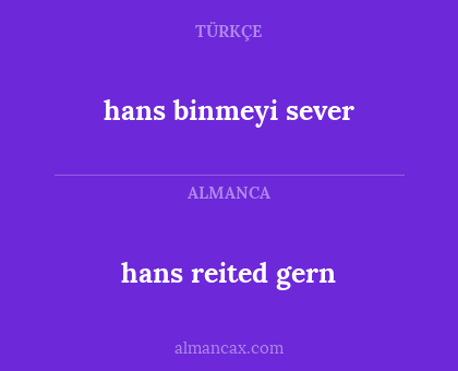 hans reited gern - hans binmeyi sever