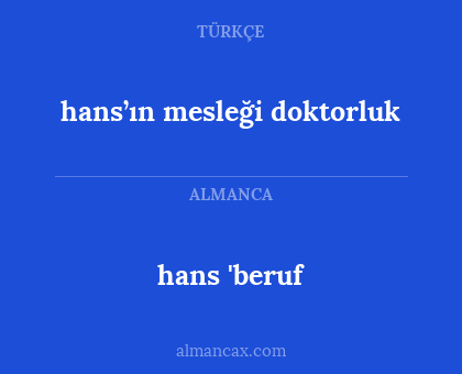 hans 'beruf - hans’ın mesleği doktorluk