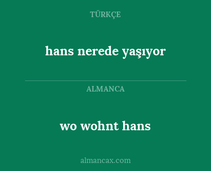 hans nerede yaşıyor - wo wohnt hans