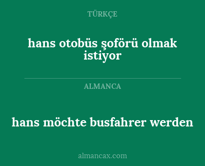 hans möchte busfahrer werden - hans otobüs şoförü olmak istiyor