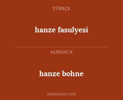 hanze bohne - hanze fasulyesi