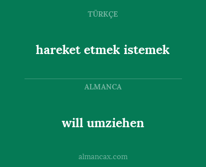 will umziehen - hareket etmek istemek