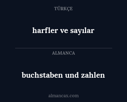 harfler ve sayılar - buchstaben und zahlen