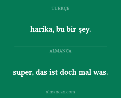 harika, bu bir şey. - super, das ist doch mal was.