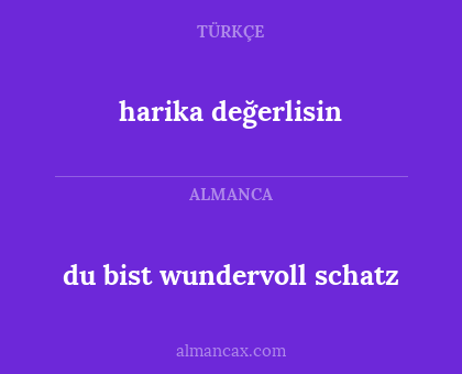 du bist wundervoll schatz - harika değerlisin