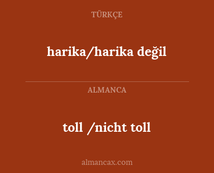 toll /nicht toll - harika/harika değil
