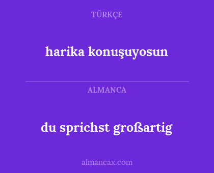du sprichst großartig - harika konuşuyosun