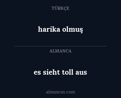 es sieht toll aus - harika olmuş