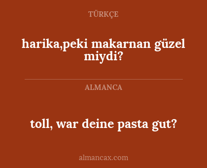 harika,peki makarnan güzel miydi? - toll, war deine pasta gut?