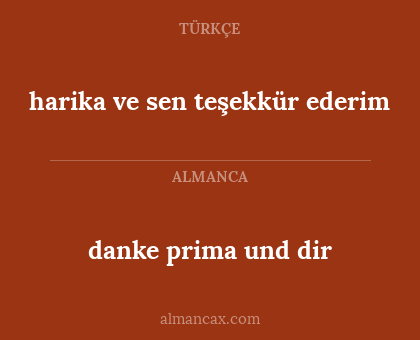 danke prima und dir - harika ve sen teşekkür ederim