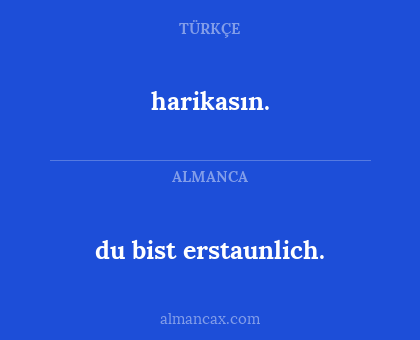harikasın. - du bist erstaunlich.