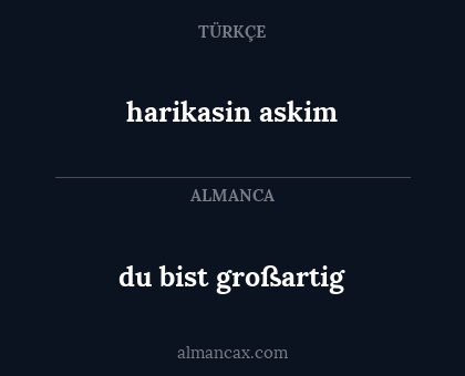 harikasin askim - du bist großartig