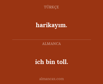 harikayım. - ich bin toll.